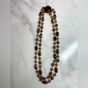 Vintage West Germany root beer colored glass choker necklace